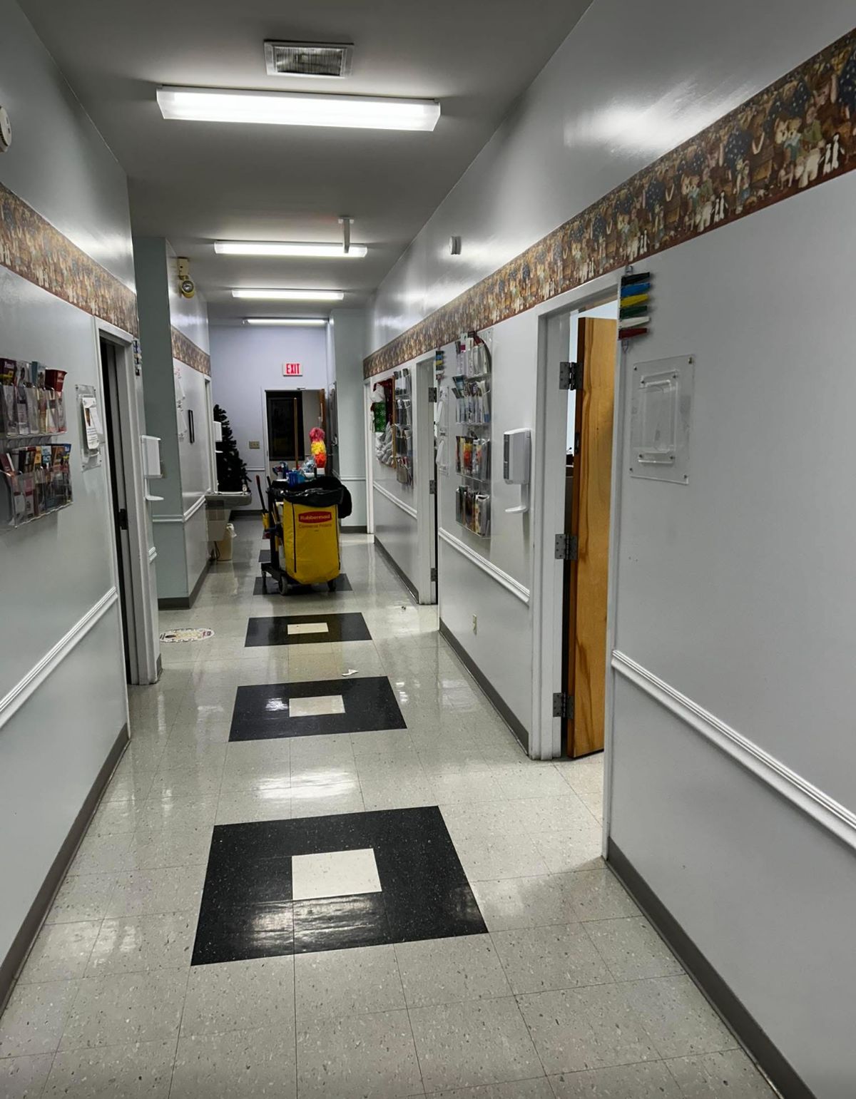 Hallway at the Gibson County Health Department in Humboldt, TN after OneFive Solutions daily janitorial cleaning